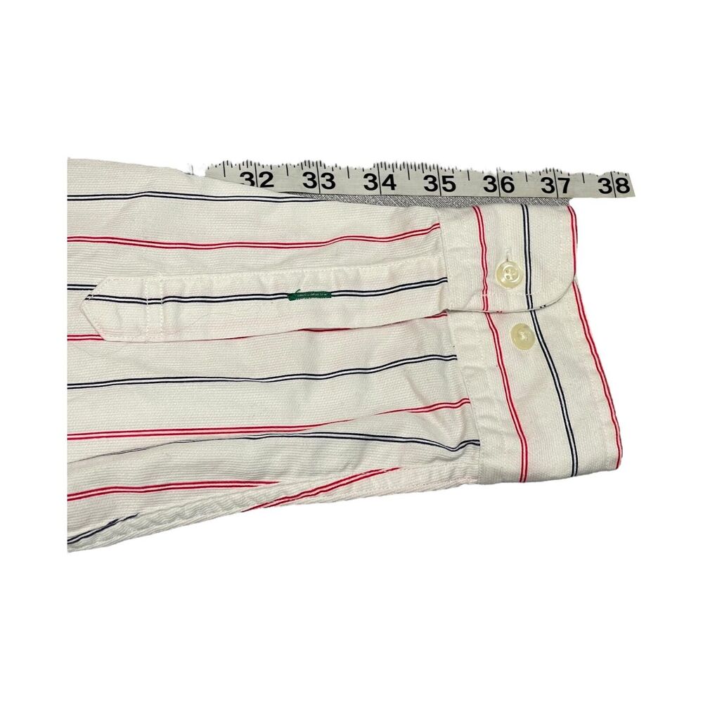 Tommy Hilfiger Shirt Men's Large White Striped Cotton Long Sleeve Button-Down - Picture 7 of 8